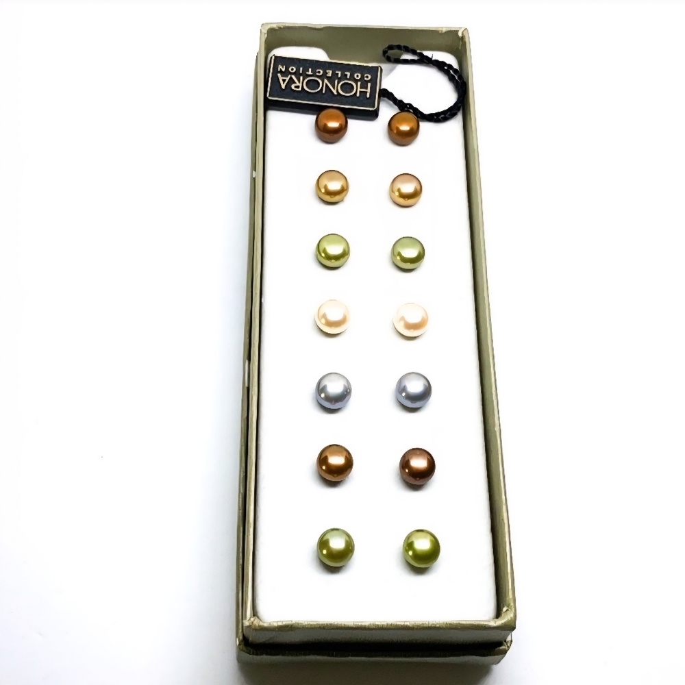 Vintage Honora Collection Pearl Pierced Earring Set NWT